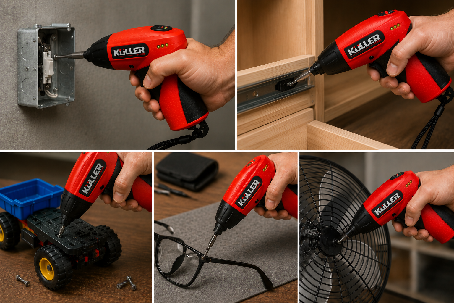 KULLER 4.8V Cordless Electric Screwdriver Kit - Rechargeable 24 Piece Power Driver Set - Image 4