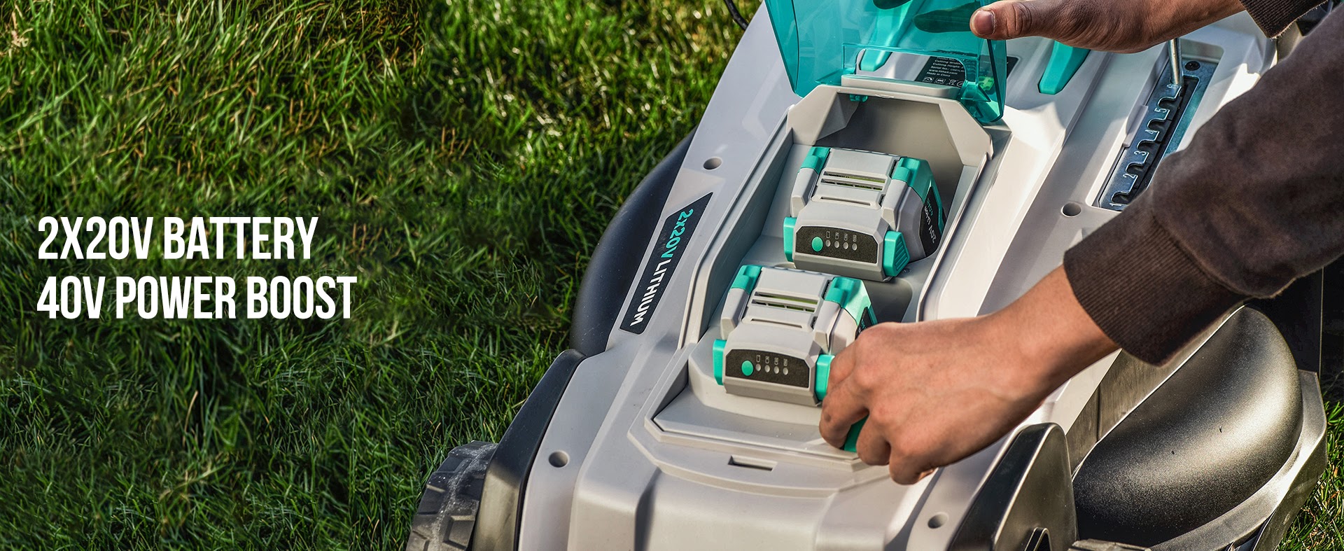 LITHELI 18" 40v (2x20V) Cordless BRUSHLESS Lawn Mower 2 Batteries Kit - Image 9