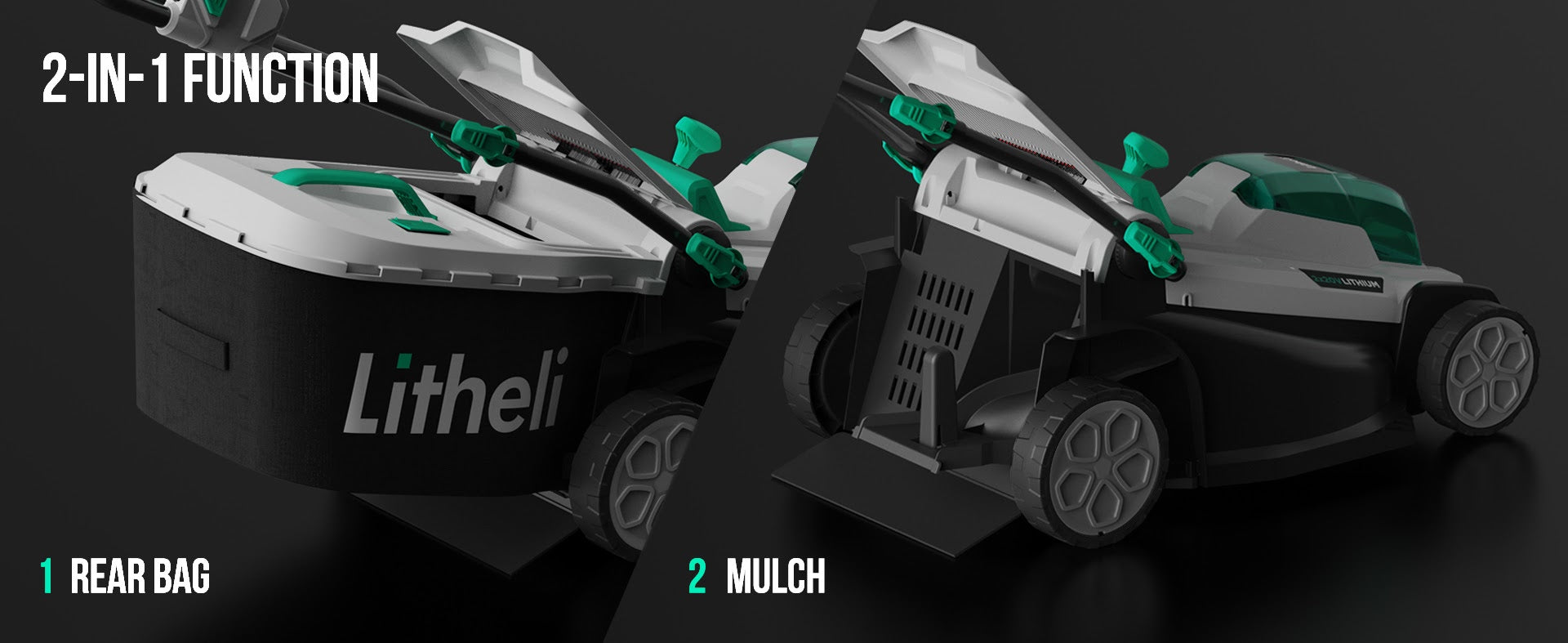 LITHELI 18" 40v (2x20V) Cordless BRUSHLESS Lawn Mower 2 Batteries Kit - Image 7
