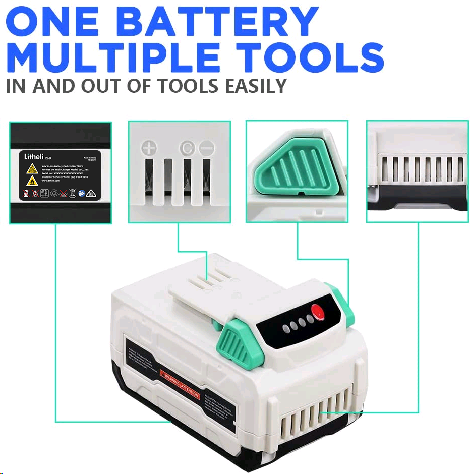 LITHELI 40v Lithium-ion Battery 2.0Ah power garden tools - Image 2