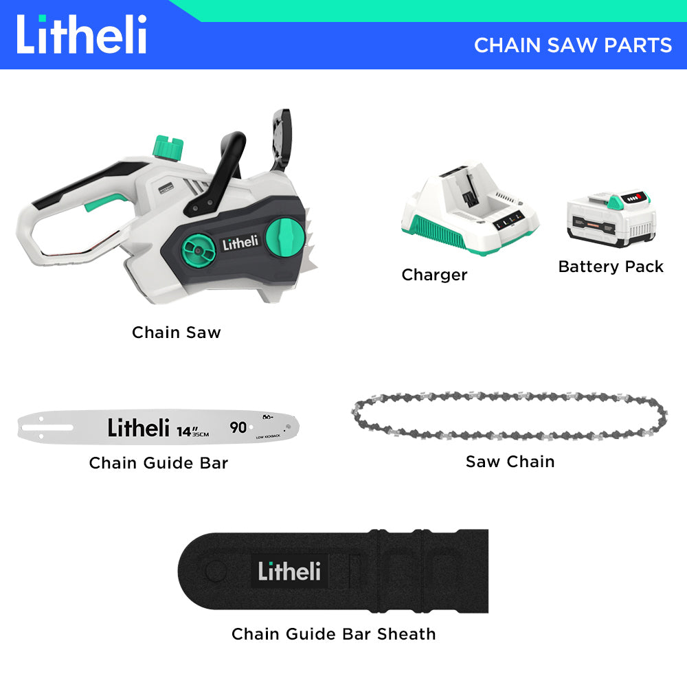 LITHELI 40v 14" BRUSHLESS Cordless Handheld Chainsaw Kit - Image 2