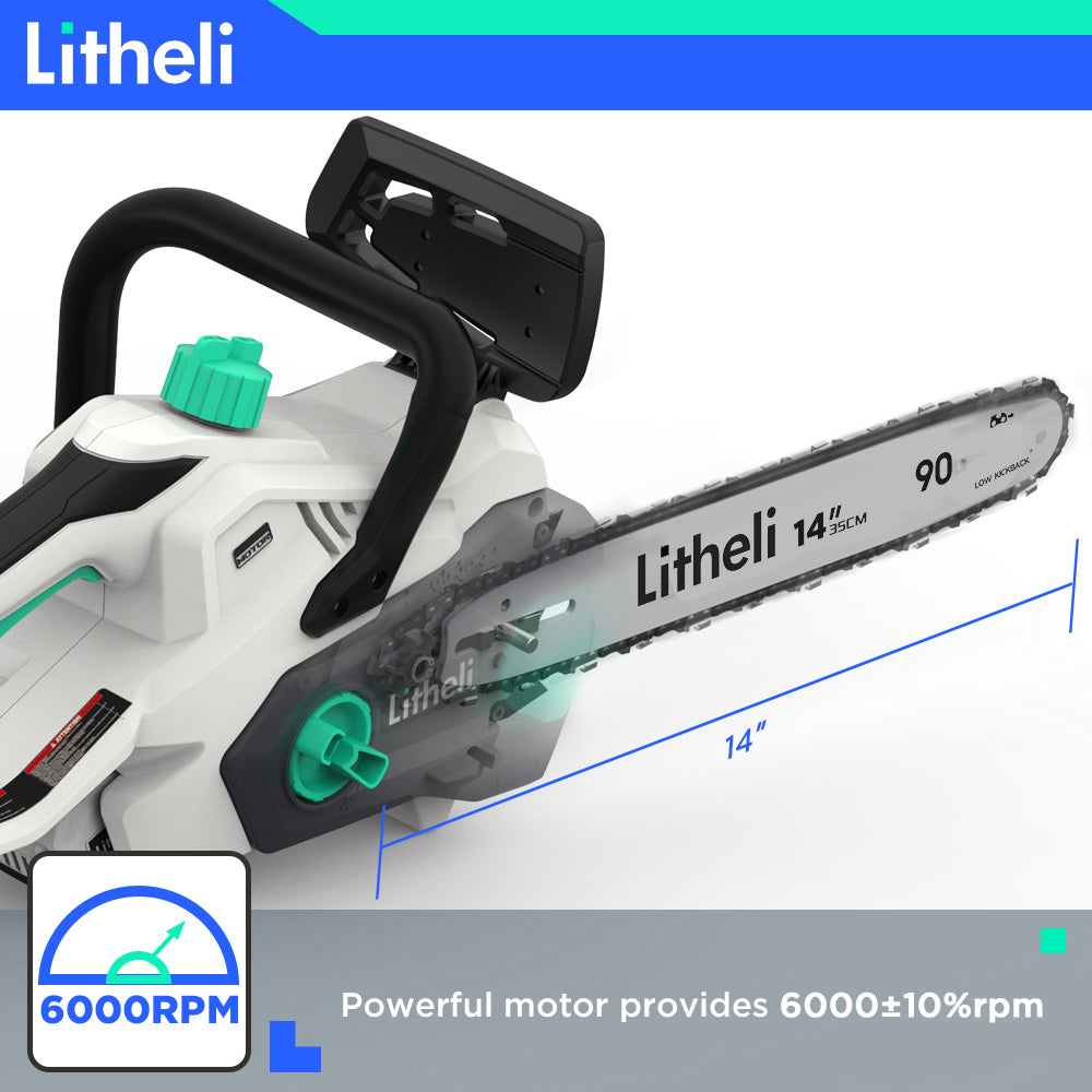 LITHELI 40v 14" BRUSHLESS Cordless Handheld Chainsaw Kit - Image 3