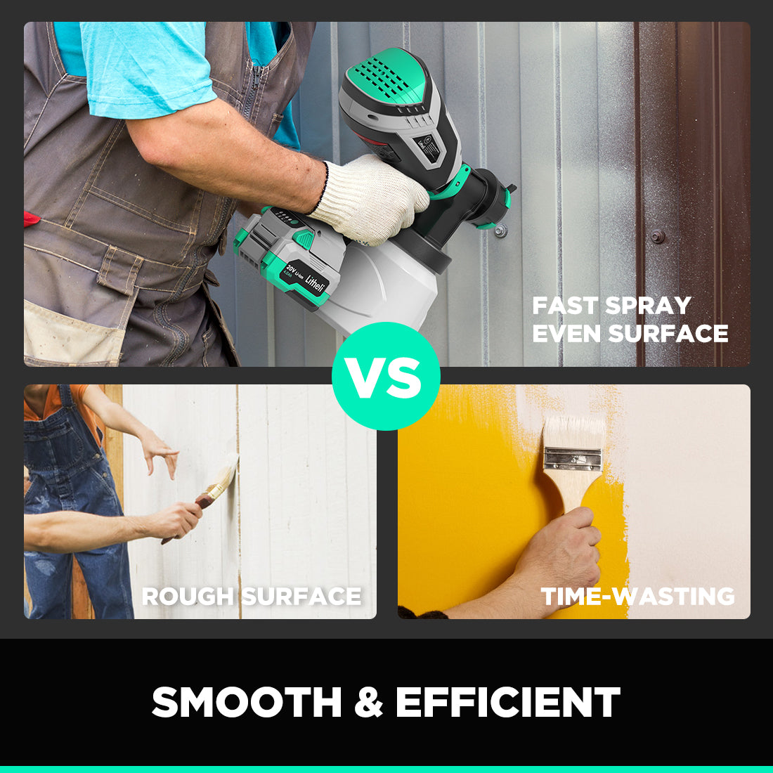 LITHELI 20V Cordless HVLP PAINT SPRAYER Kit with 4.0A Battery& 2.4A Fast Charger - Image 4
