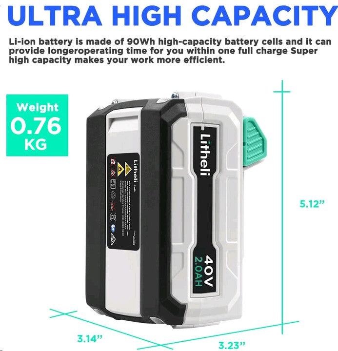LITHELI 40v Lithium-ion Battery 2.0Ah power garden tools - Image 4