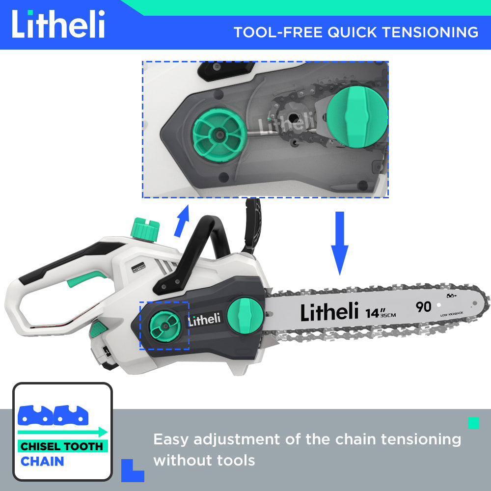 LITHELI 40v 14" BRUSHLESS Cordless Handheld Chainsaw Kit - Image 5
