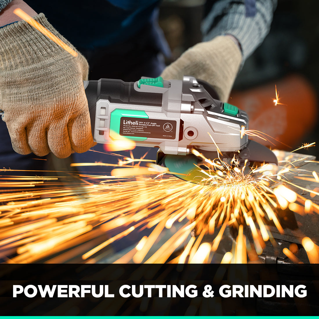 LITHELI 20V Cordless 4-1/2" ANGLE GRINDER Kit with 4A Battery - Image 5