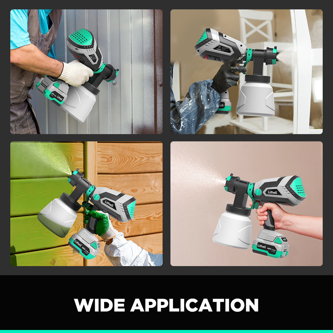 LITHELI 20V Cordless HVLP PAINT SPRAYER Kit with 4.0A Battery& 2.4A Fast Charger - Image 2