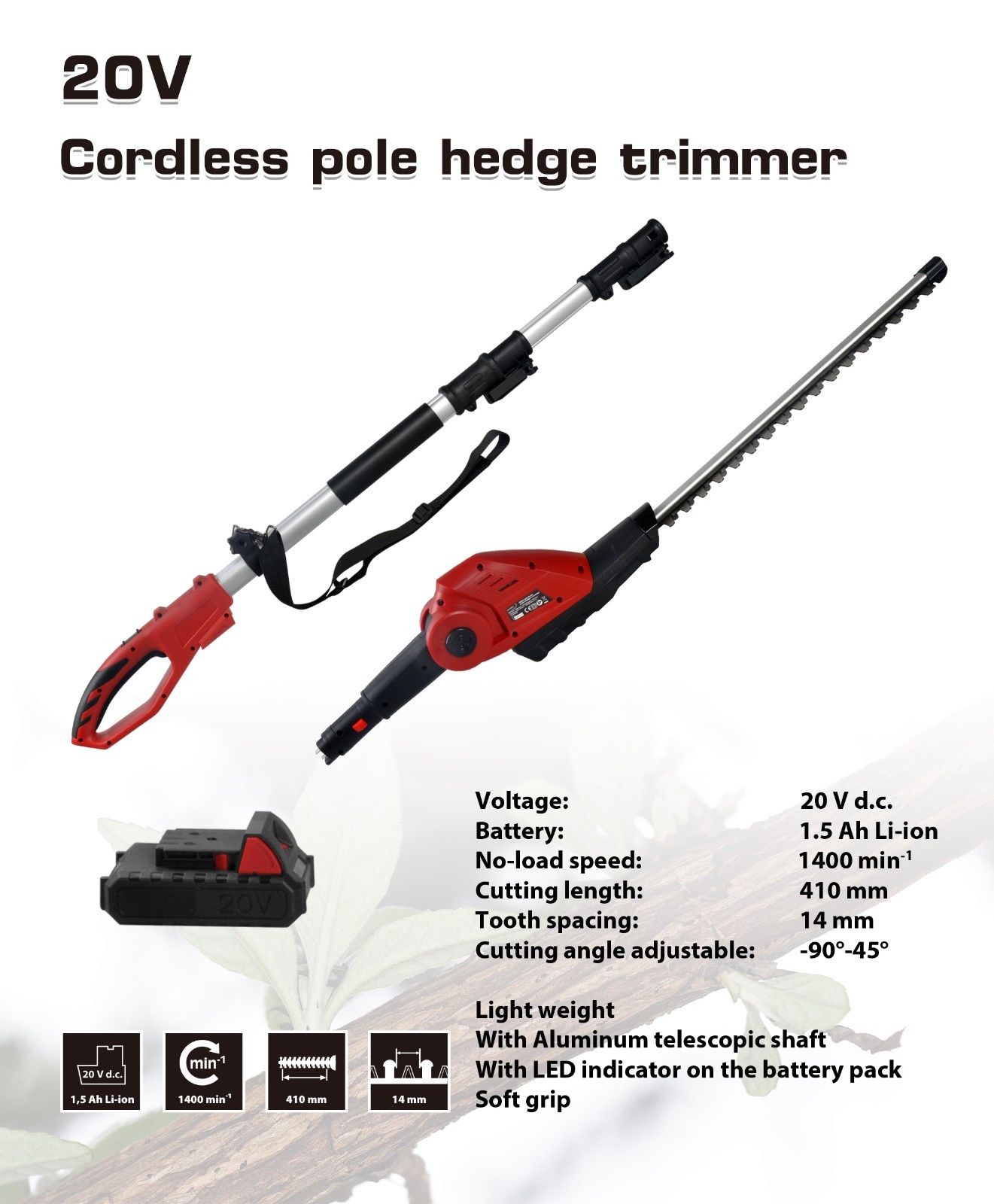MATRIX 20V X-ONE Cordless Pole hedge trimmer Kit - Image 2