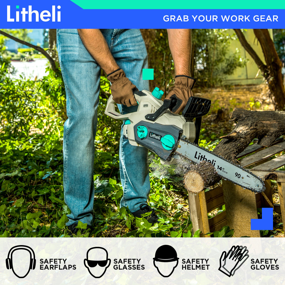 LITHELI 40v 14" BRUSHLESS Cordless Handheld Chainsaw Kit - Image 7
