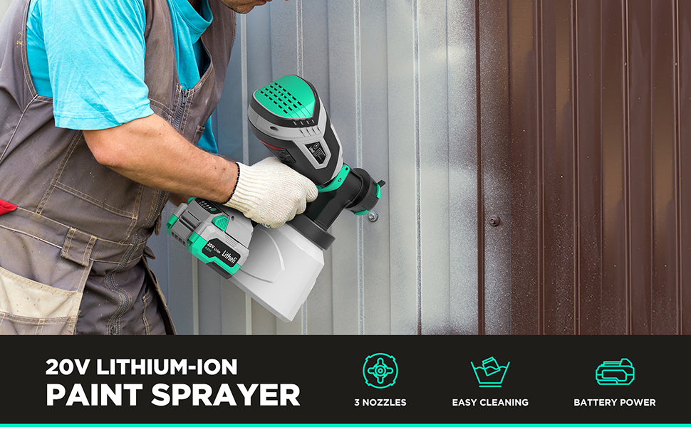 LITHELI 20V Cordless HVLP PAINT SPRAYER Kit with 4.0A Battery& 2.4A Fast Charger - Image 3