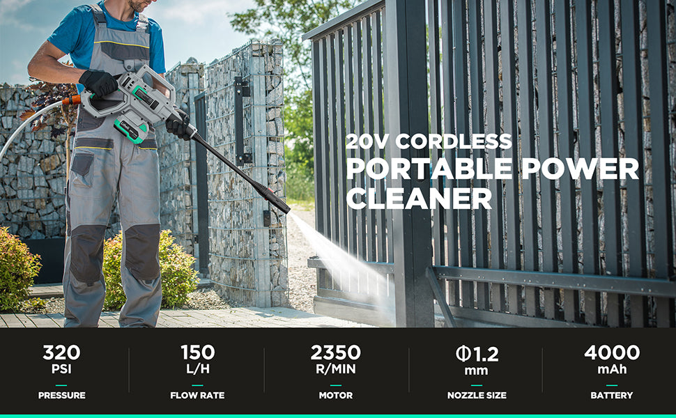 LITHELI 20v Cordless High Pressure Washer Cleaner Kit with 4.0A Battery - Image 5