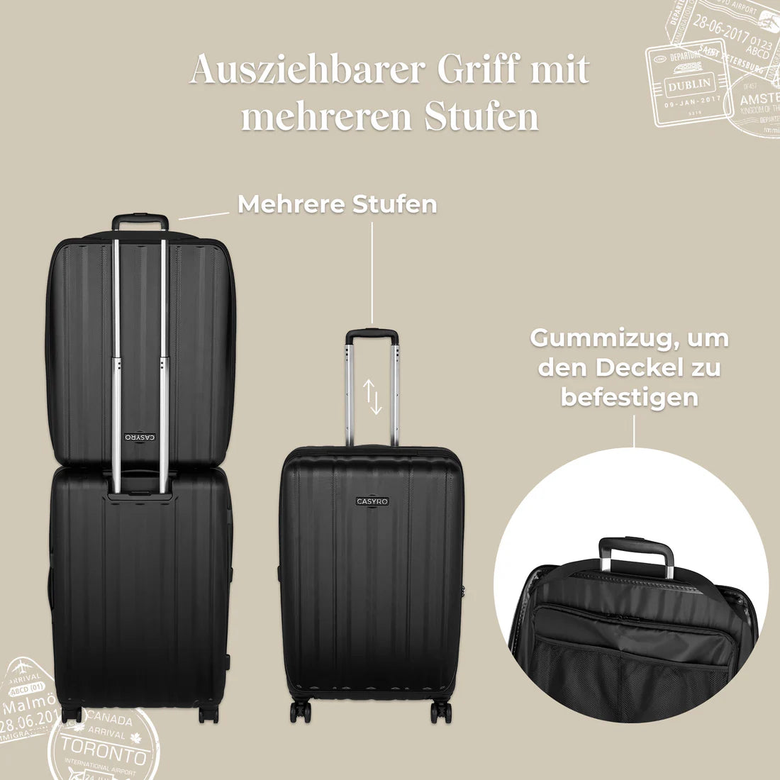 CASYRO Switzerland Stand-Up Luggage 78cm 120L Hardcase Luggage/Suitcase Black - Image 6