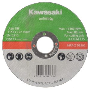 Kawasaki 115m Flat Cut-off Wheels for Metal