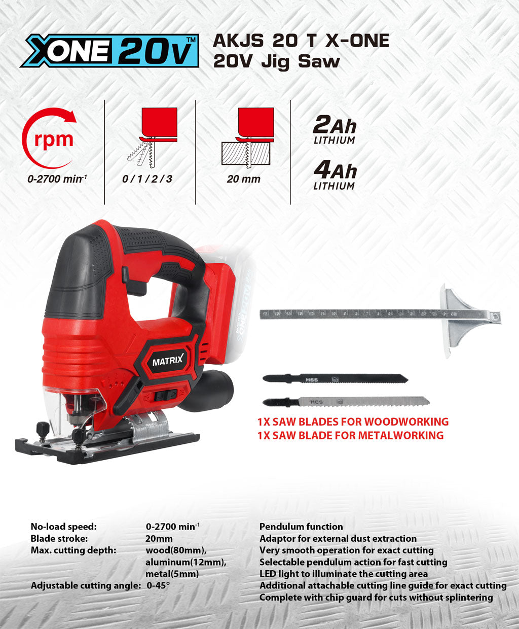 MATRIX 20v X-ONE Cordless Jig Saw Skin Only - Image 2