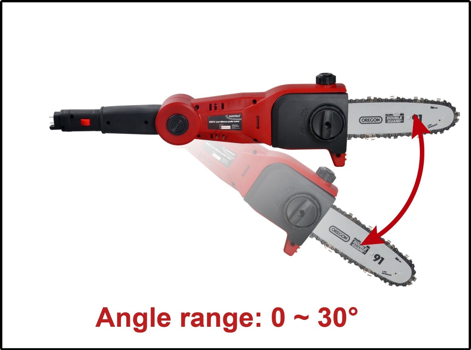 MATRIX 20V X-ONE Cordless Lithium pole chainsaw hedge trimmer 2in1 Combo - Image 6