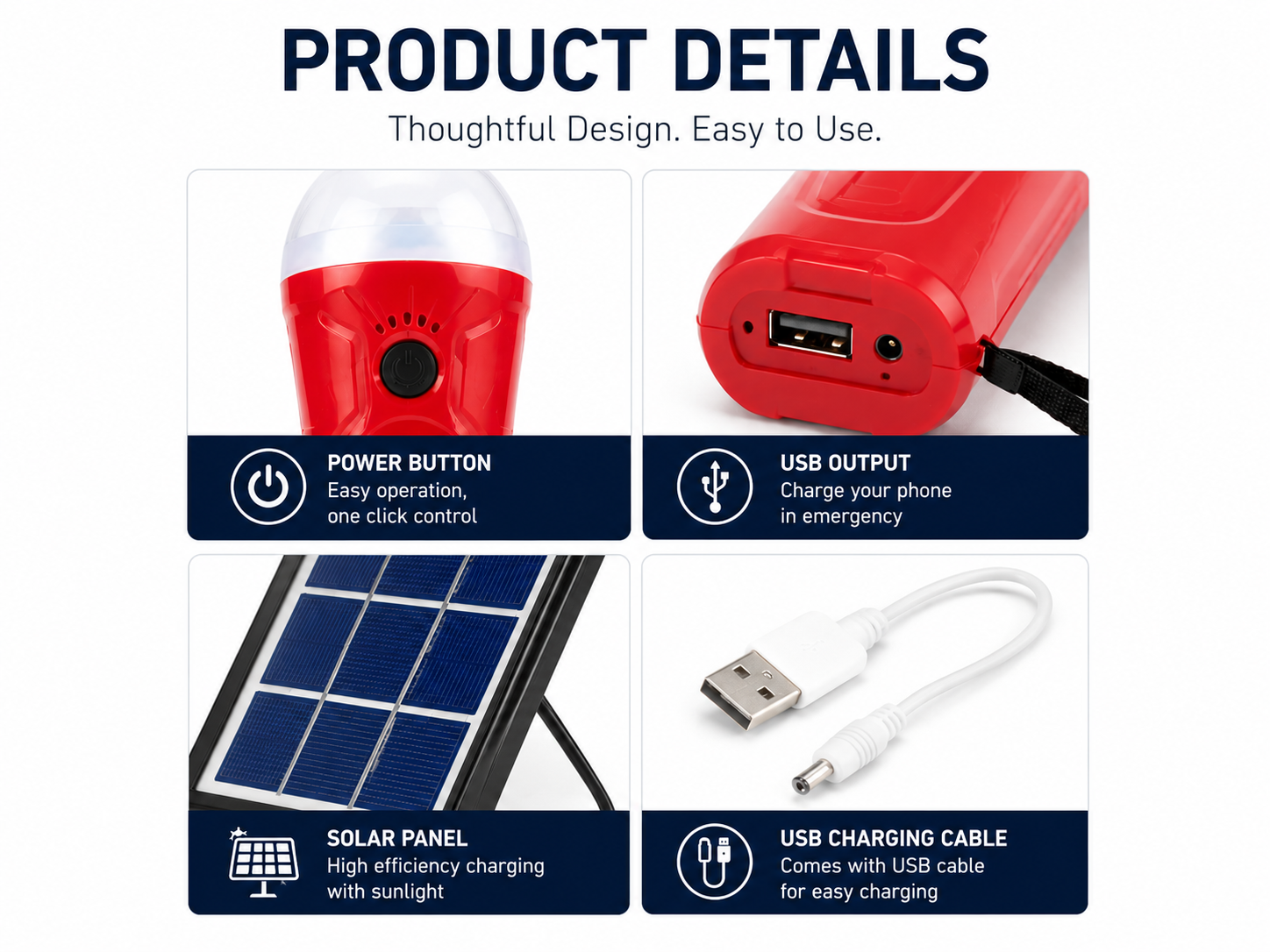 SF-3W Solar LED Torch Emergency Camping Light Powerbank - Image 3