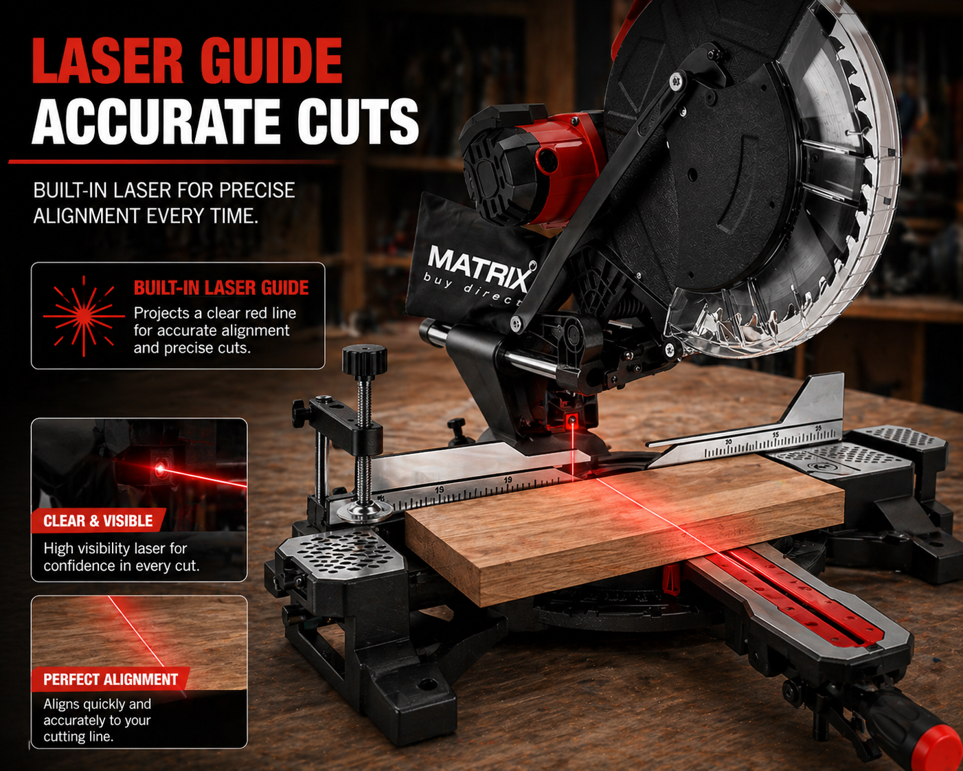 MATRIX 305MM 12" Sliding Compound Mitre Saw - Image 4