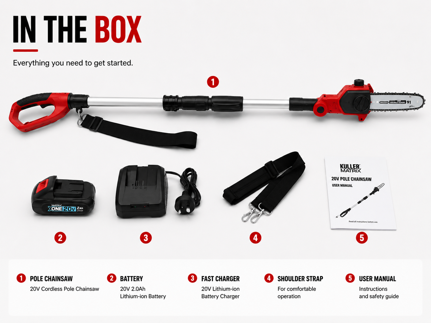MATRIX 20v X-ONE Cordless Pole Chainsaw Kit incl Battery - Image 9