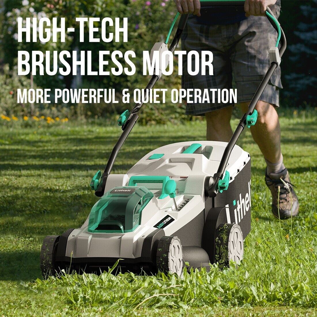 LITHELI 18" 40v (2x20V) Cordless BRUSHLESS Lawn Mower 2 Batteries Kit - Image 6