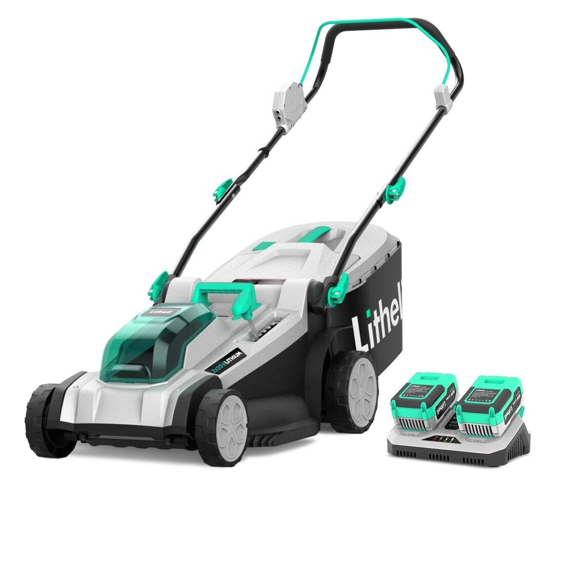 LITHELI 18" 40v (2x20V) Cordless BRUSHLESS Lawn Mower 2 Batteries Kit